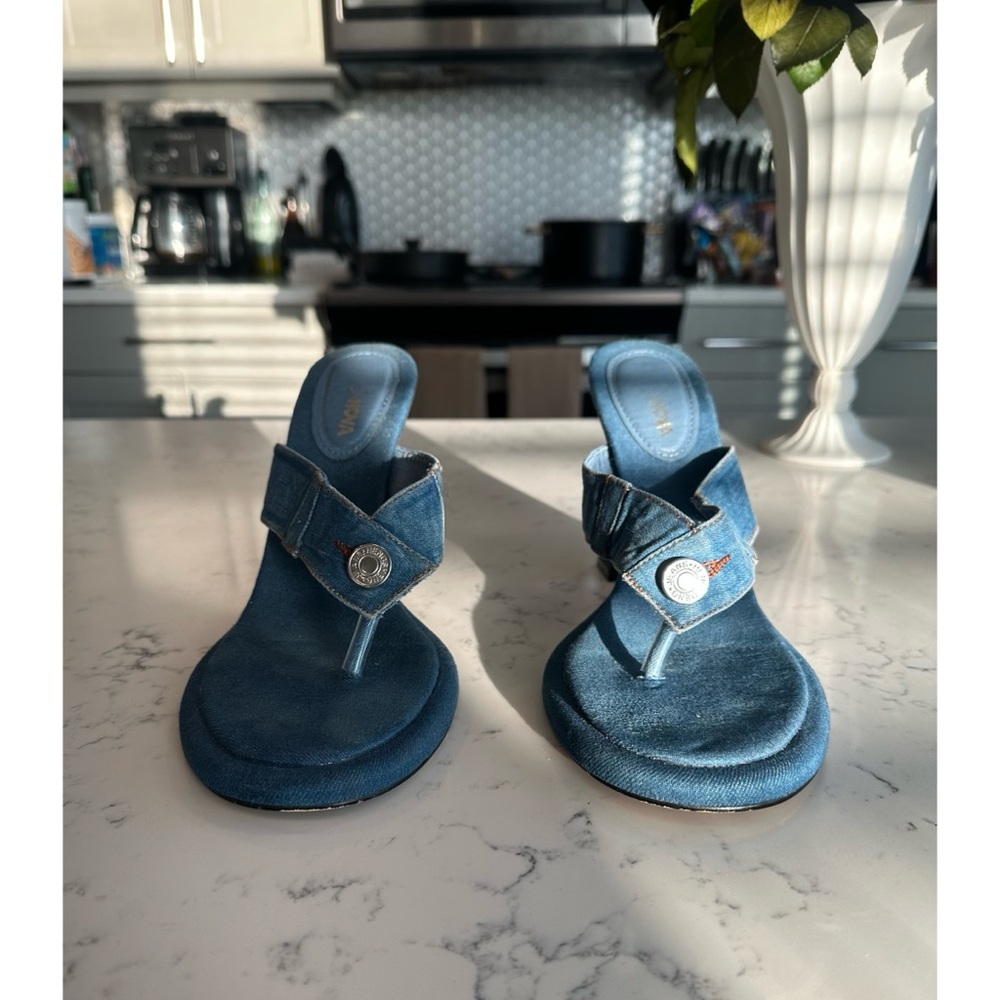 Denim Heeled Mules - Size 10 - Picture 8 of 14